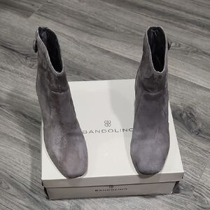 Bandalino Dk Grey Suede Snap Button Fauna Booties